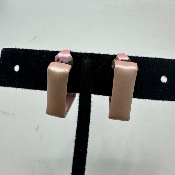Vintage Pink Rectangular Clip-On Earrings - Picture 1 of 5